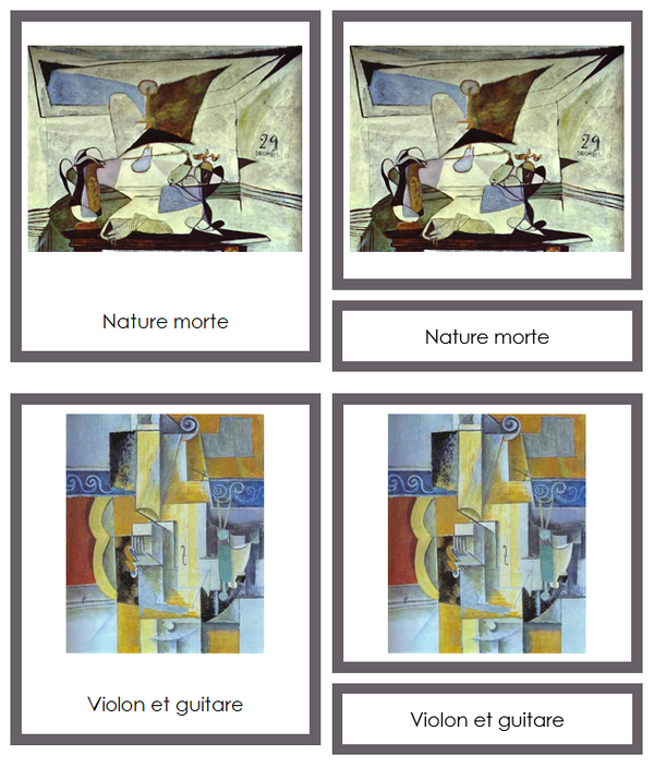 French - Pablo Picasso Art Cards (color-coded) - Montessori Print
