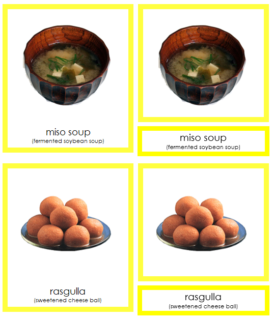 Asian Food - Montessori continent cards