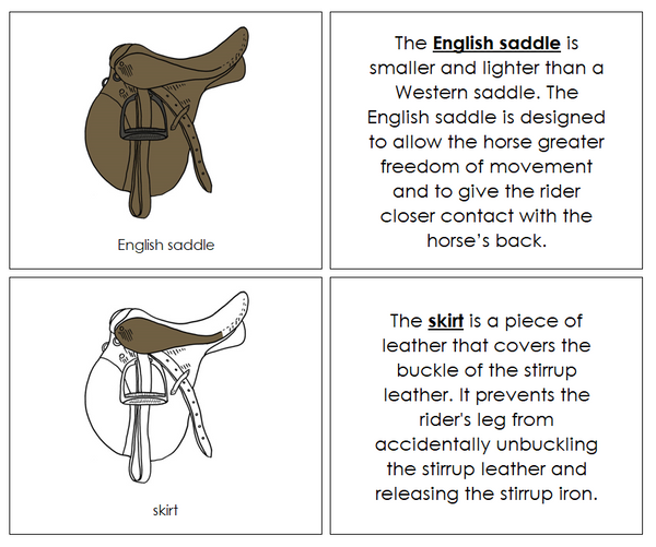 English Saddle Nomenclature Book Montessori Print Shop