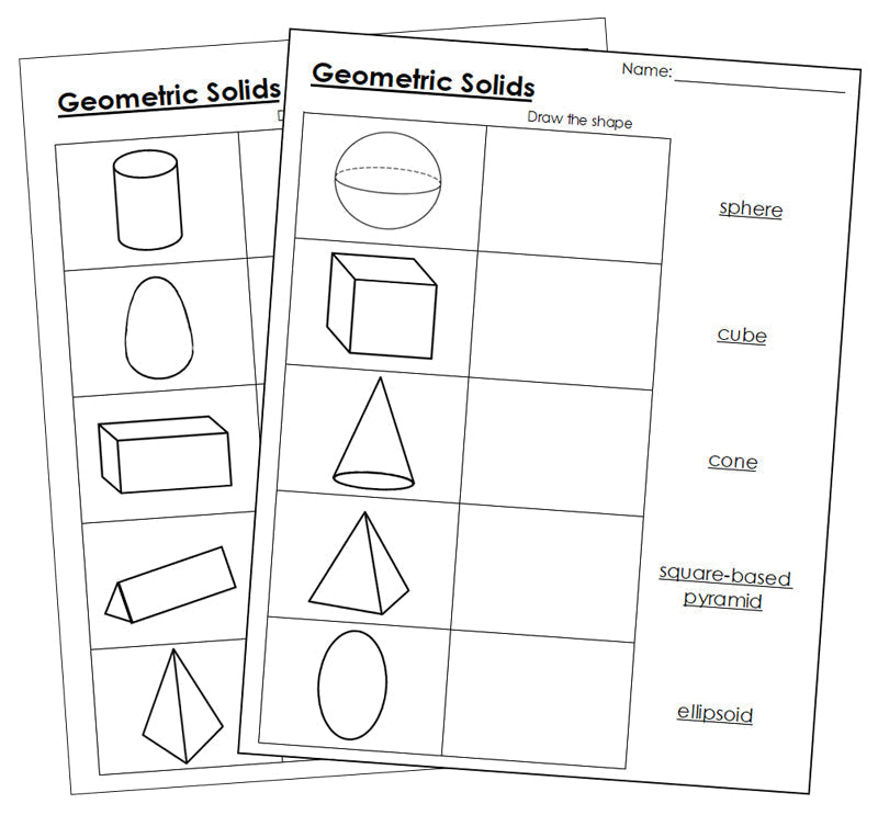 Geometric Solid Worksheets - geometry worksheets - Montessori Print Shop