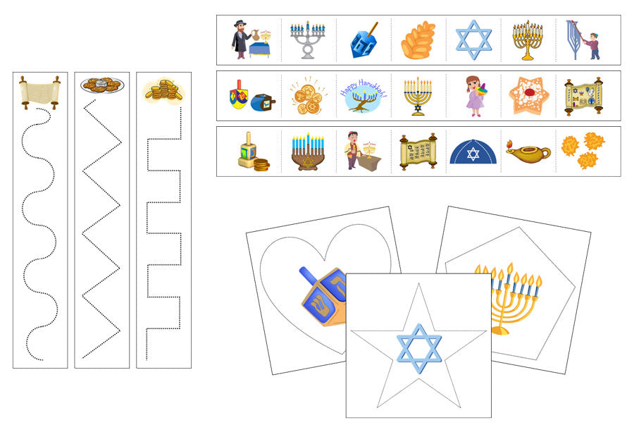 Hanukkah Cutting Work - Preschool Activity by Montessori Print Shop