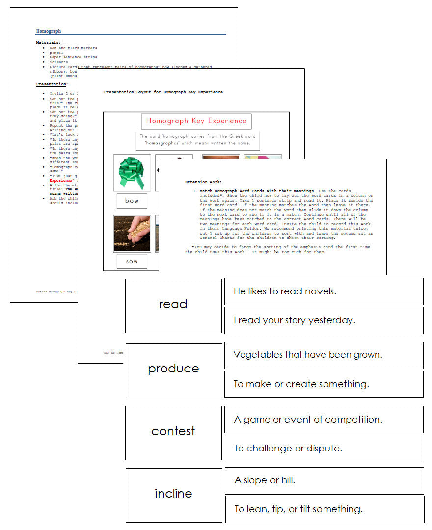 Elementary Montessori Homograph Key Experience - Montessori Print Shop