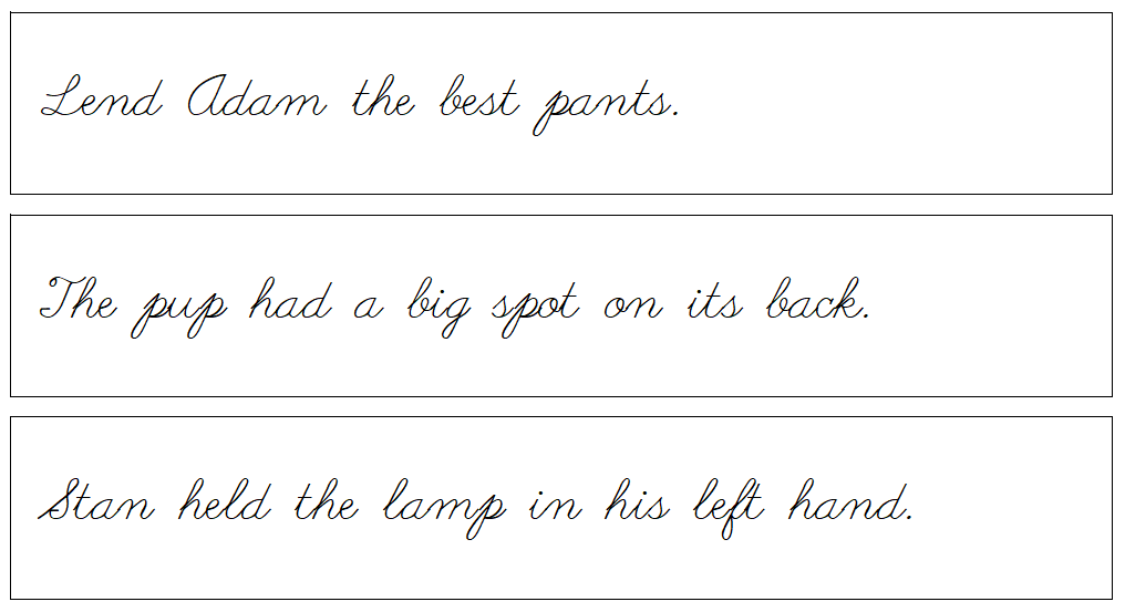 Phonetic Sentences - Level 2 (cursive) - Montessori Print Shop