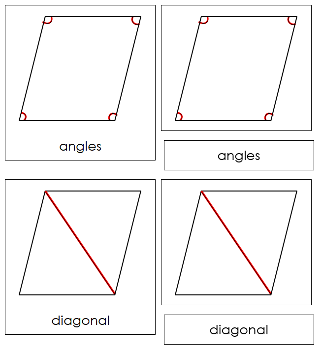 Study of a Rhombus Cards - Montessori Print Shop geometry