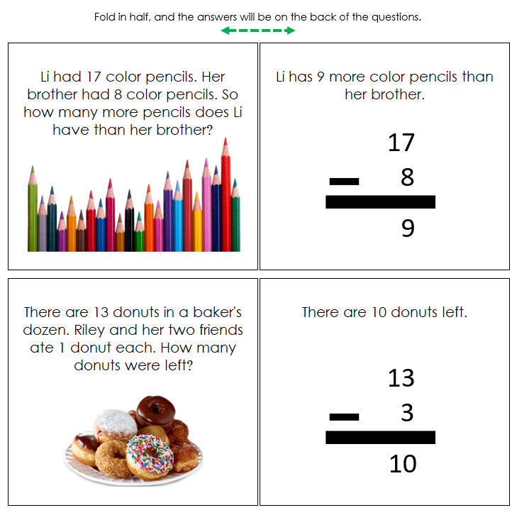 Subtraction Word Problems Set 2 - Montessori Print Shop