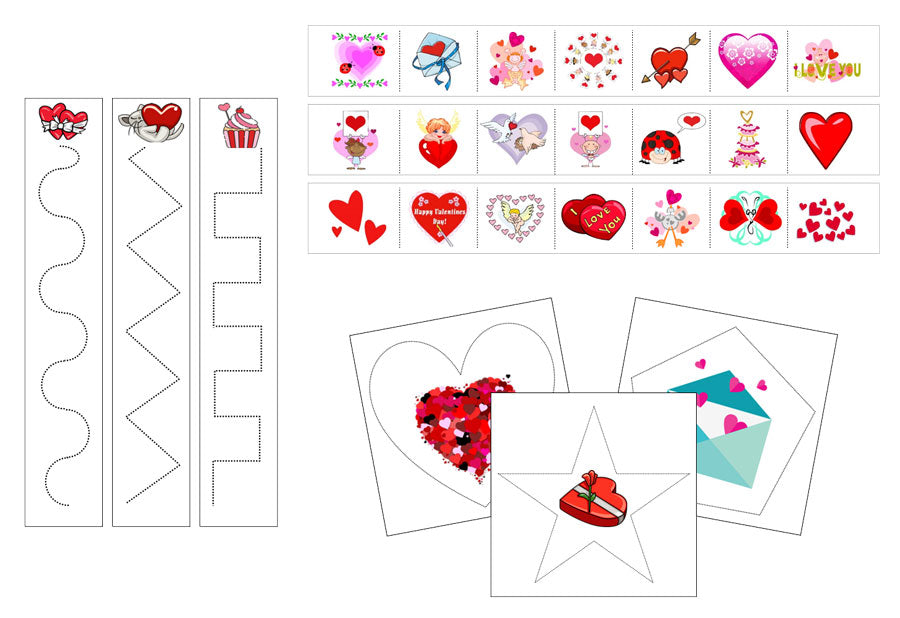 Valentine's Day Cutting Work - Preschool Activity by Montessori Print Shop