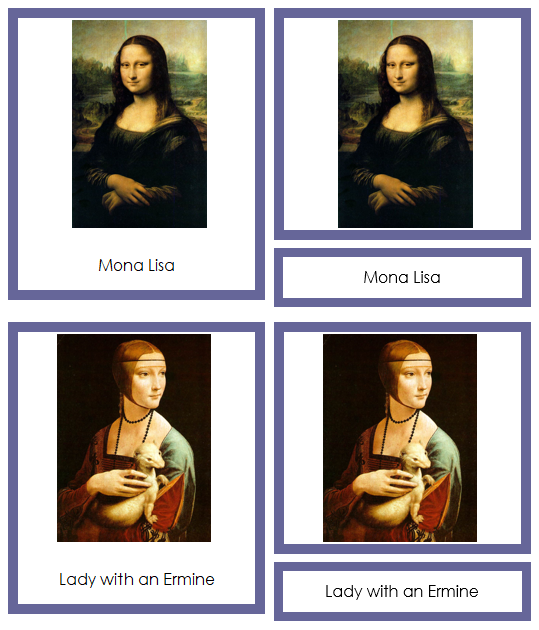 Leonardo da Vinci Art Cards (color-coded) - Montessori Print Shop