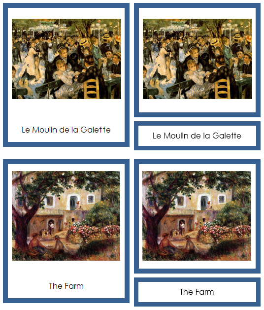Pierre-Auguste Renoir Art Cards (borders) - montessori art materials