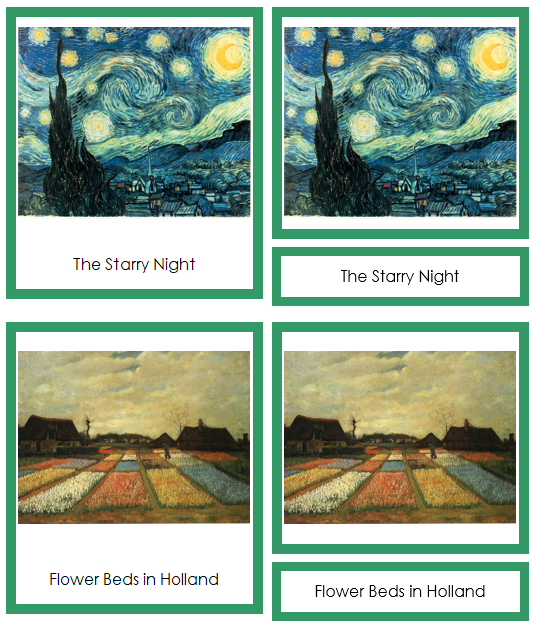 Vincent van Gogh Art Cards (border) - montessori art materials