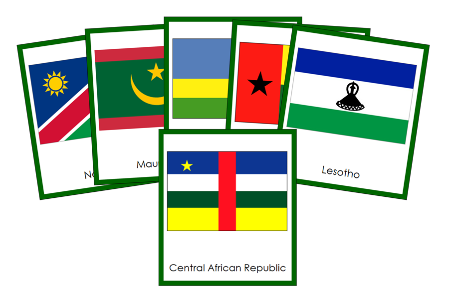 Flags of Africa (color-coded) by Montessori Print Shop