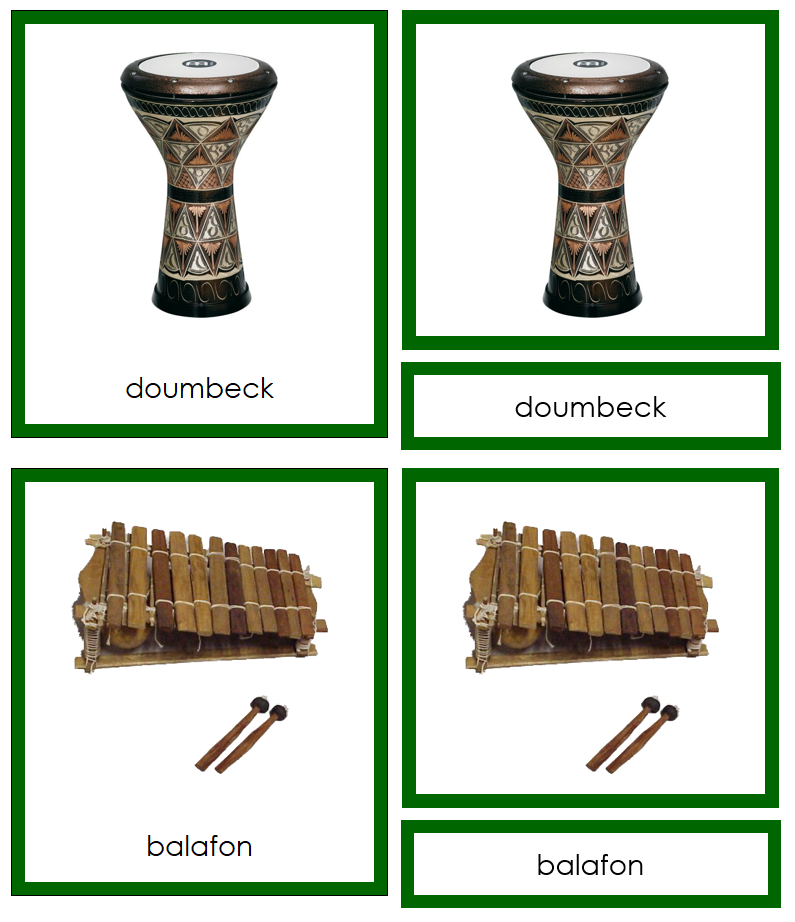 Musical Instruments of Africa 3-Part Cards by Montessori Print Shop