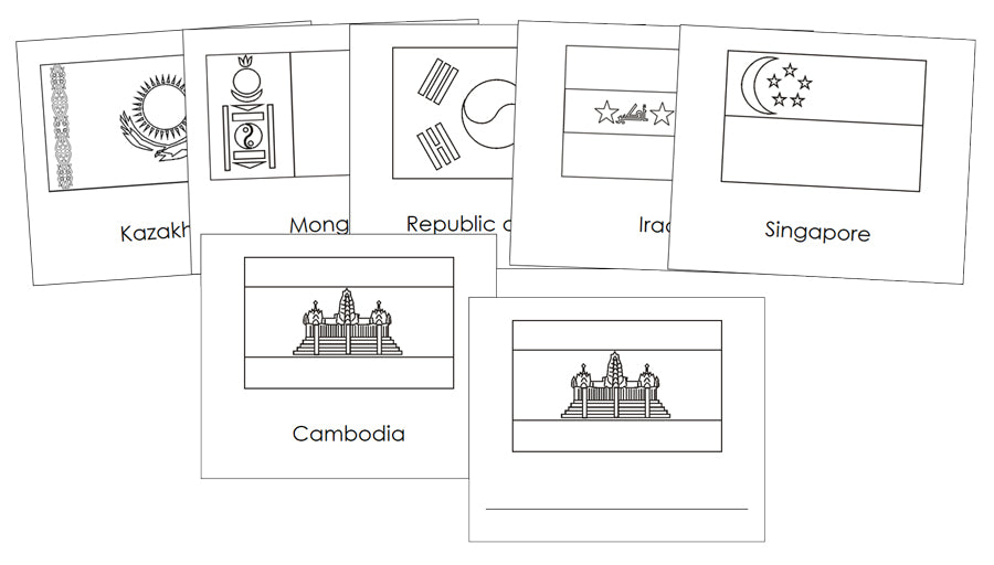 Flags of Asia Blackline Masters by Montessori Print Shop