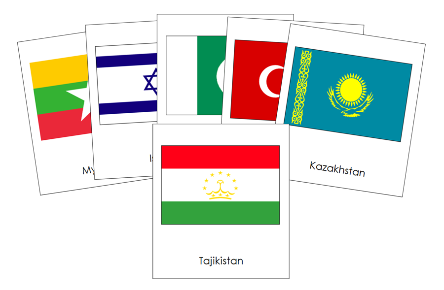 The Flags of Asia 3-Part Cards by Montessori Print Shop