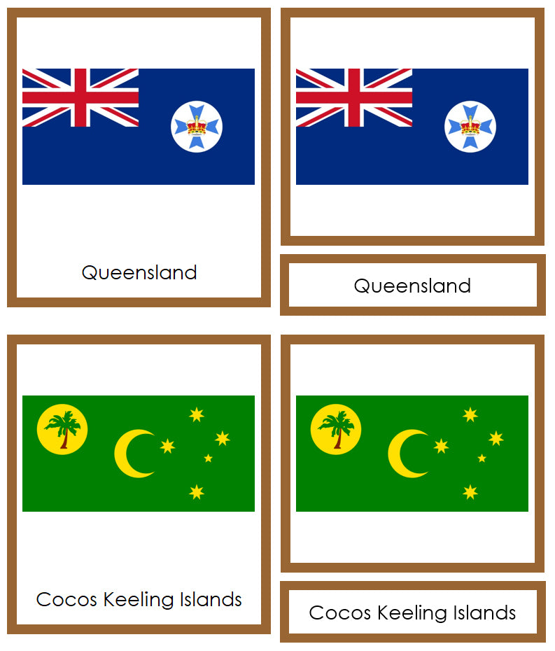 Flags of Australia 3-Part Cards (color coded)  by Montessori Print Shop