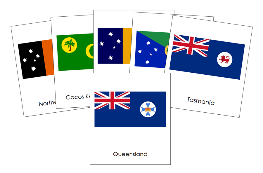 Flags of Australia 3-Part Cards by Montessori Print Shop
