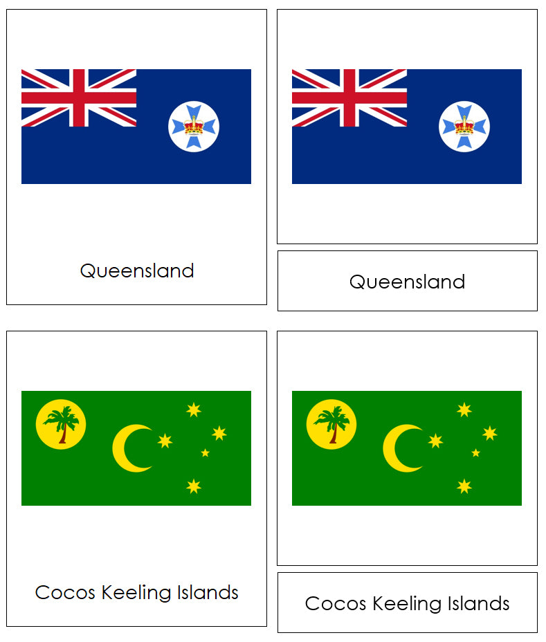 Flags of Australia 3-Part Cards by Montessori Print Shop