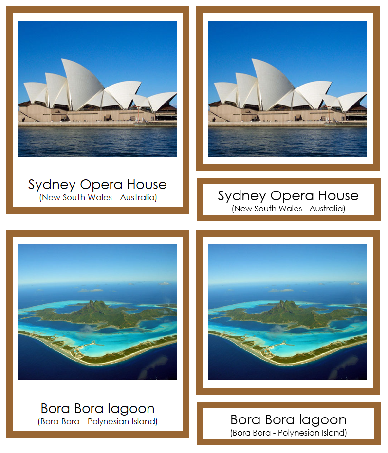 Australian/Oceanian Landmarks - Montessori continent cards