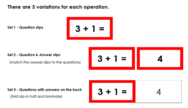 Addition Equation Slips (color) - Montessori Print Shop Digital Download