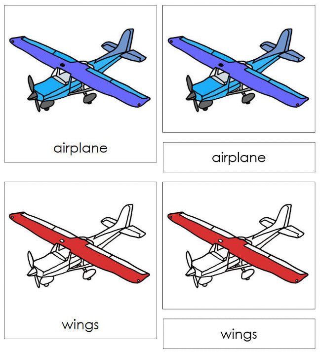Airplane Nomenclature Cards (red) - Montessori Print Shop Digital Download