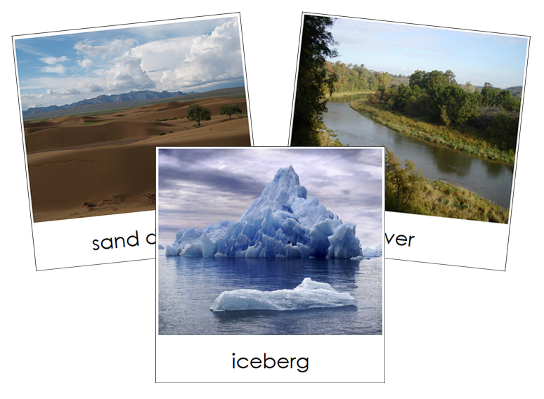 Aquatic & Land Feature 3-Part Cards Set 1 - Montessori geography cards
