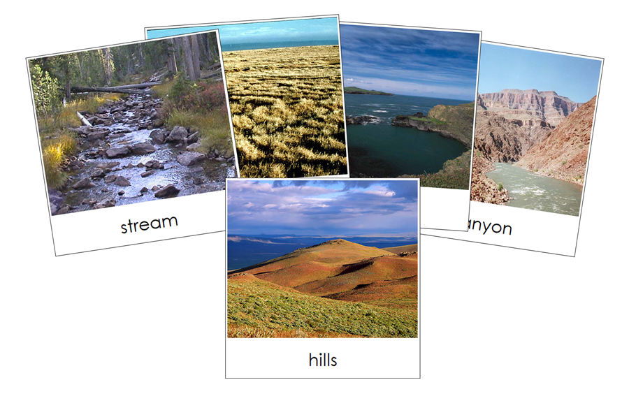 Aquatic & Land Features 3-Part Cards (Set 2) by Montessori Print Shop
