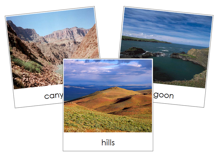 Aquatic & Land Feature 3-Part Cards Set 2 - Montessori geography cards
