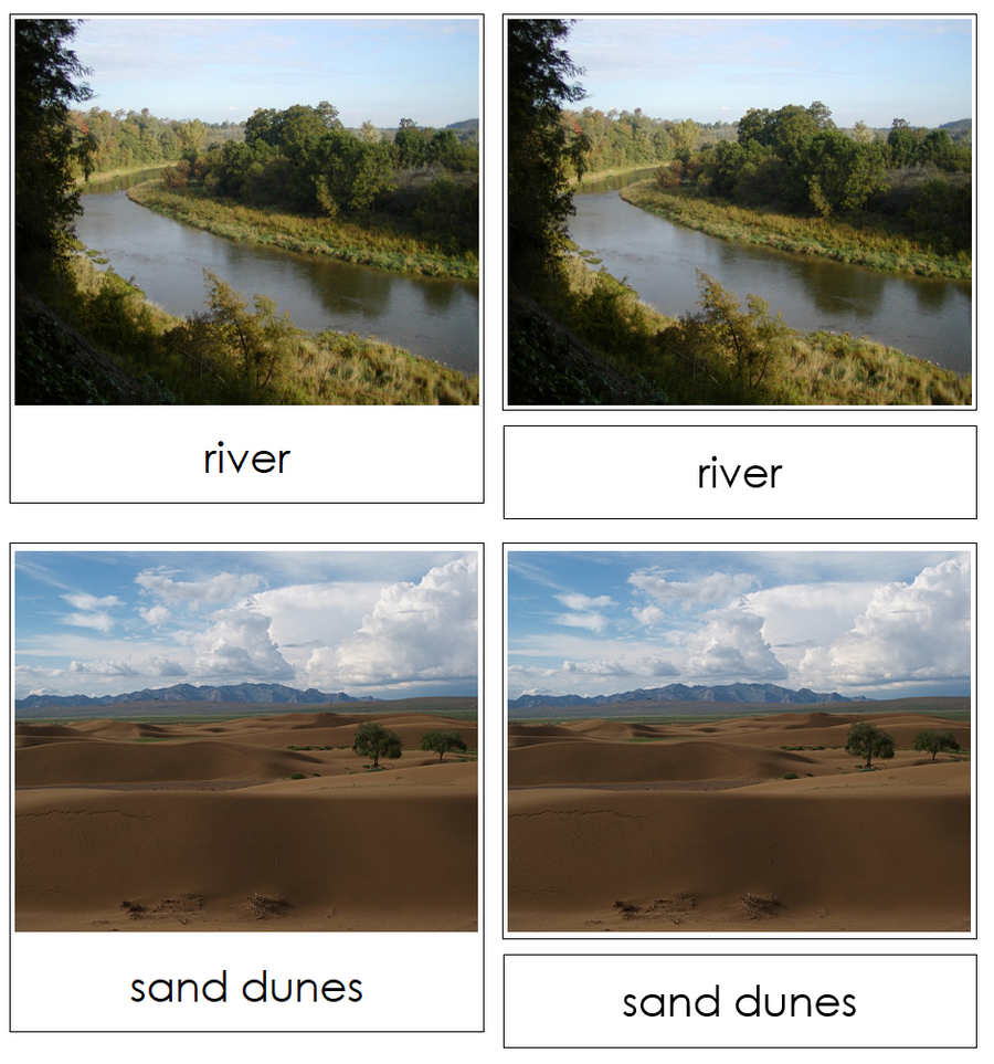 Aquatic & Land Feature 3-Part Cards Set 1 - Montessori geography cards