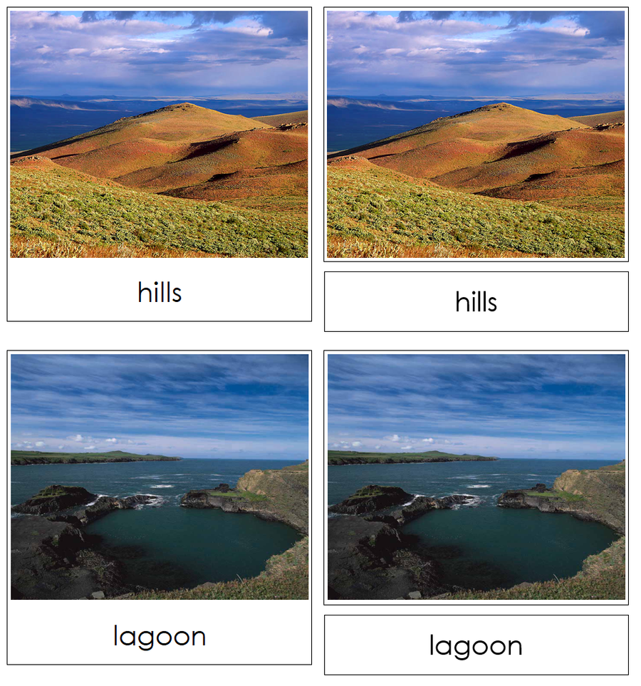 Aquatic & Land Features 3-Part Cards (Set 2) by Montessori Print Shop