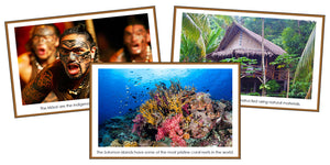 Australia/Oceania Continent Cards (color borders) - Montessori Print Shop geography cards
