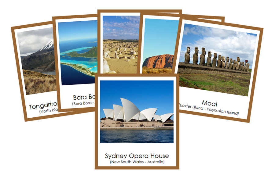 Landmarks of Australia/Oceania 3-Part Cards by Montessori Print Shop