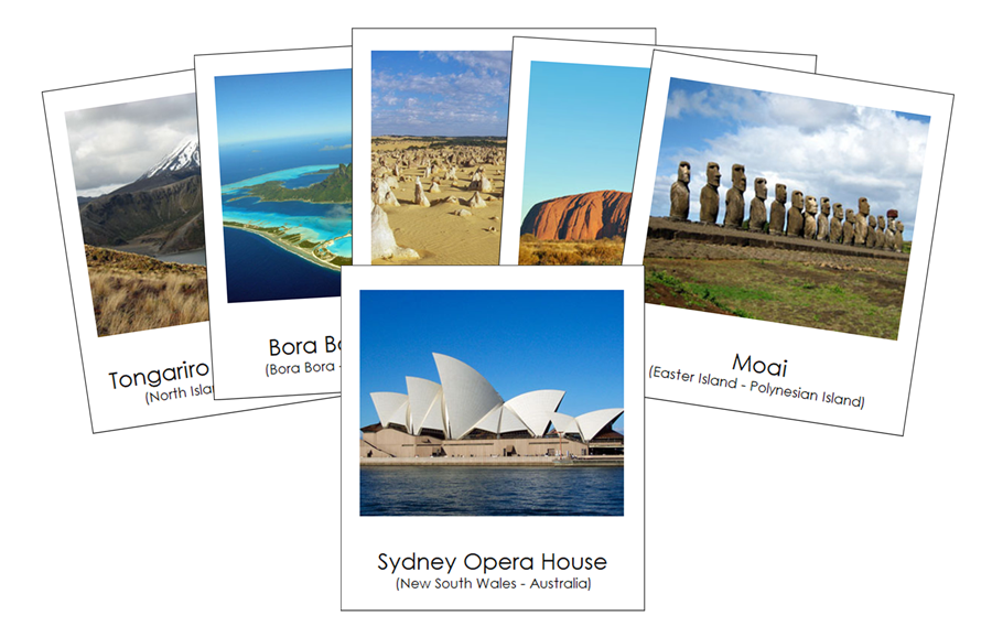 Landmarks of Australia/Oceania 3-Part Cards by Montessori Print Shop