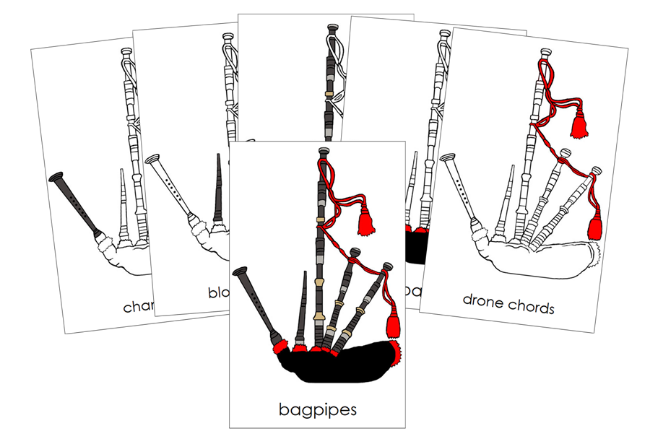 Parts of a Bagpipe Nomenclature Cards by Montessori Print Shop