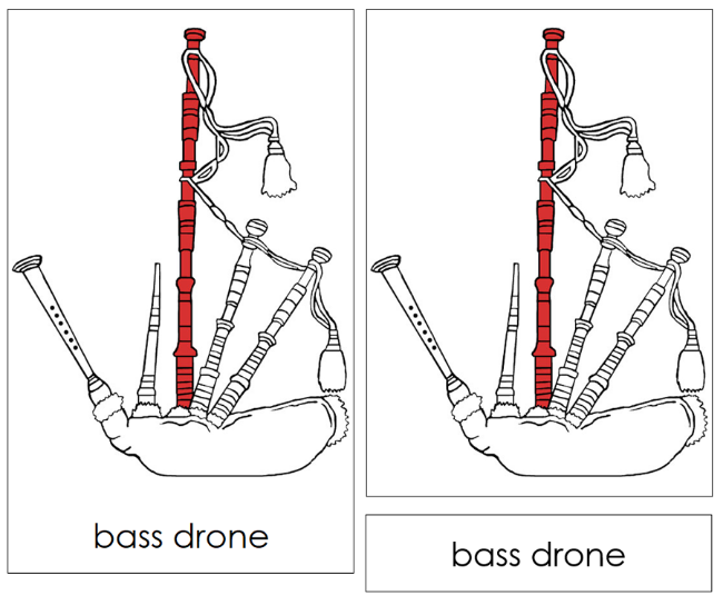 Parts of a Bagpipe Nomenclature Cards (red) by Montessori Print Shop
