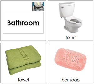 Items in the Bathroom Cards for toddlers - Montessori Print Shop