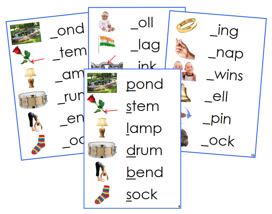 Montessori Blue Initial Sound Cards (photos) - Montessori Print Shop phonetic language program