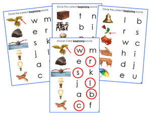 Montessori Blue Initial Sound Choice Cards (photos) - Montessori Print Shop phonetic language program