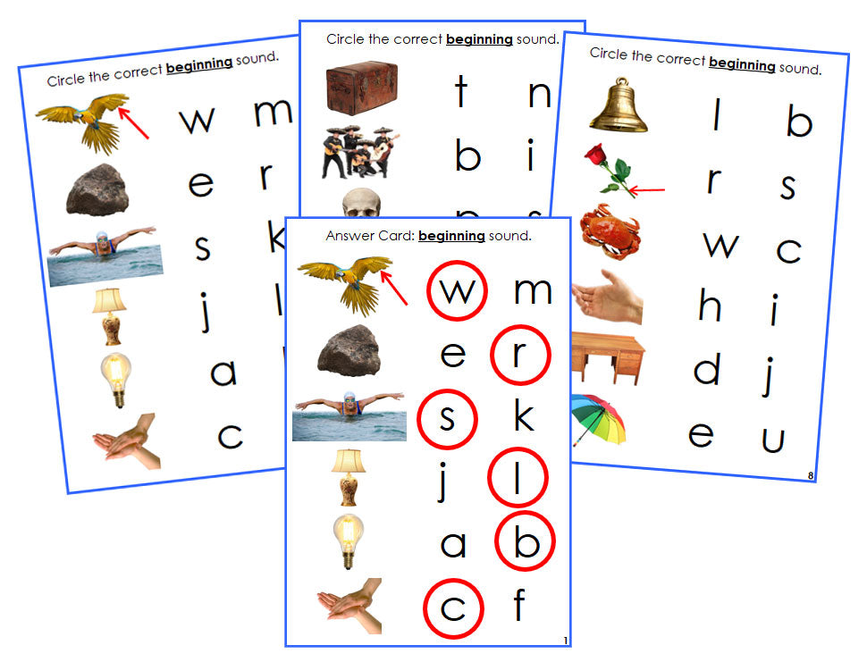 Montessori Blue Initial Sound Choice Cards (photos) - Montessori Print Shop phonetic language program