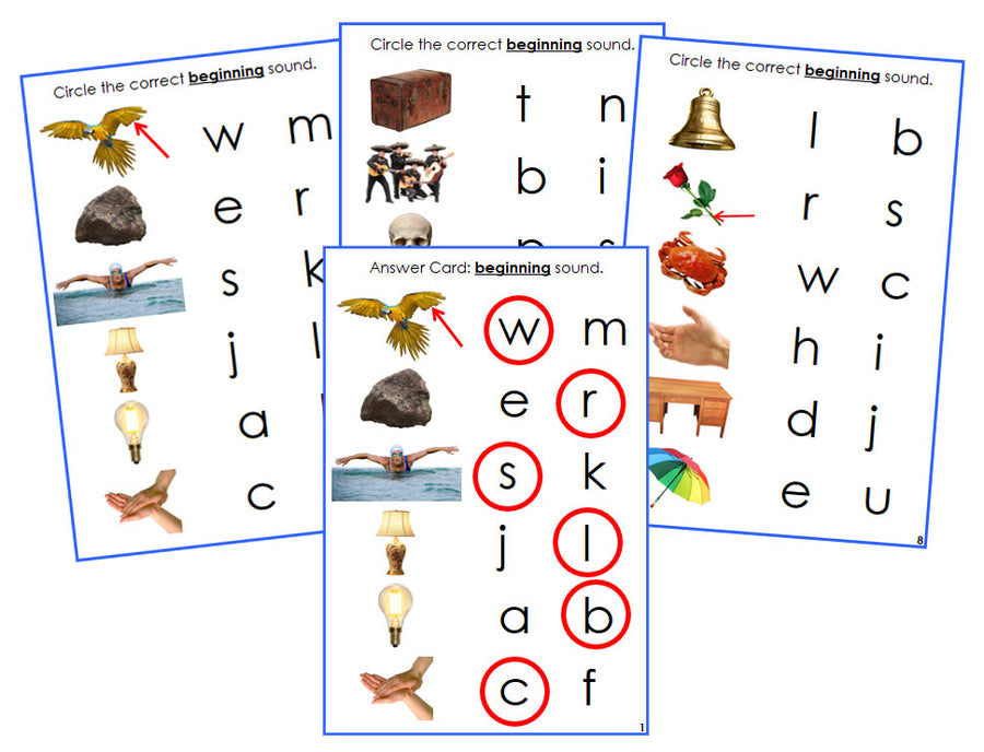 Montessori Blue Initial Sound Choice Cards (photos) - Montessori Print Shop phonetic language program