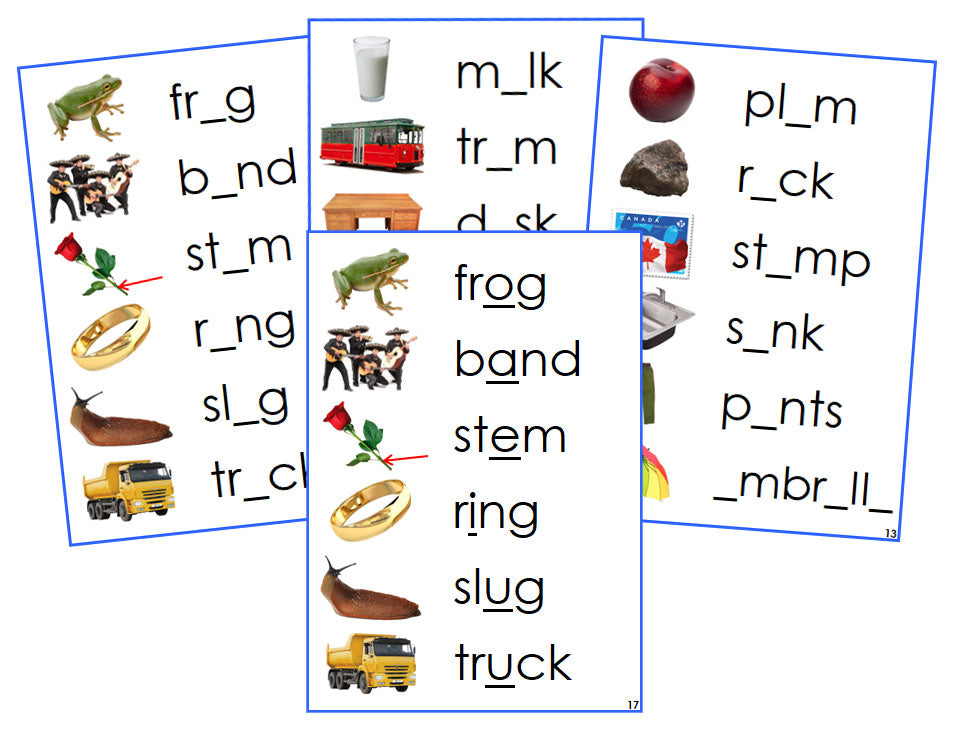 Montessori Blue Vowel Sound Cards (photos) - Montessori Print Shop phonetic language program