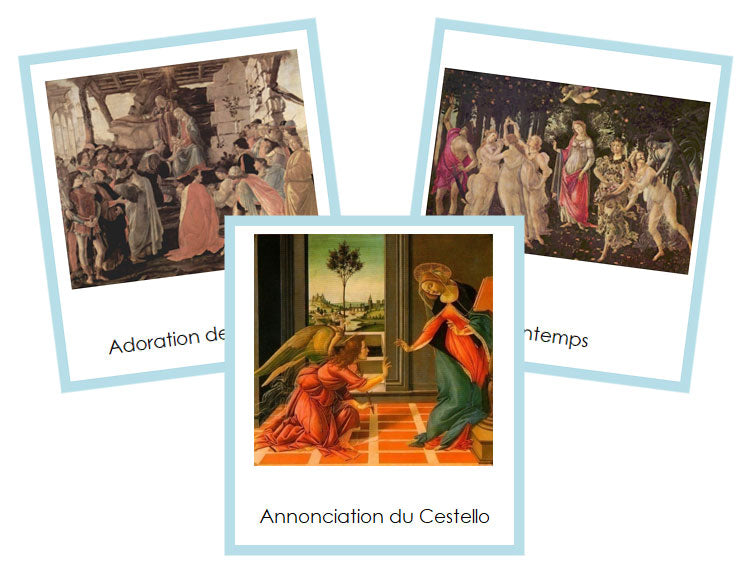 French - Sandro Botticelli Art Cards (borders) - Montessori Print Shop