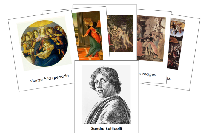 French - Sandro Botticelli Art Cards - Montessori Print Shop Digital Download