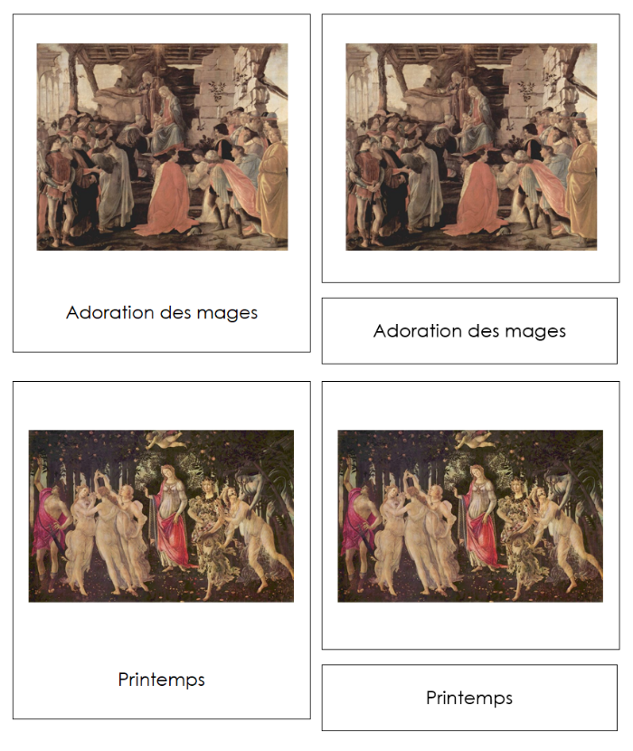 French - Sandro Botticelli Art Cards - Montessori Print Shop Digital Download