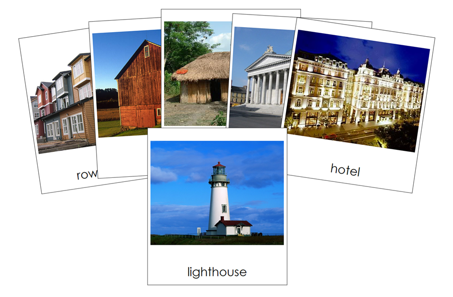 Types of Buildings 3-Part Cards by Montessori Print Shop
