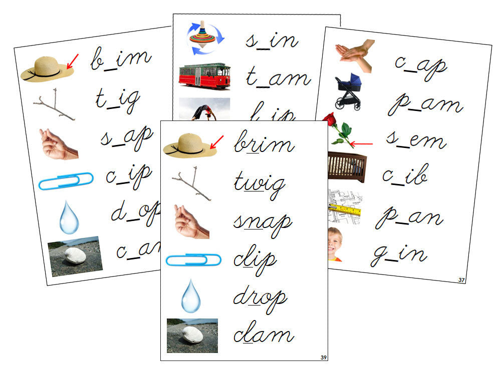 Step 2: CCVC Missing Consonant Cards (photos) CURSIVE - Montessori ...