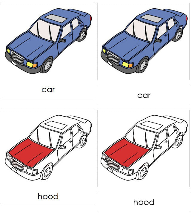Parts of a Car 3-Part Nomenclature Cards - Montessori Print Shop Digital Download