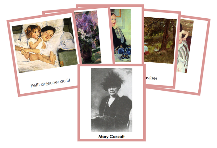 French - Mary Cassatt Art Cards (color-coded) - Montessori Print Shop Digital Download