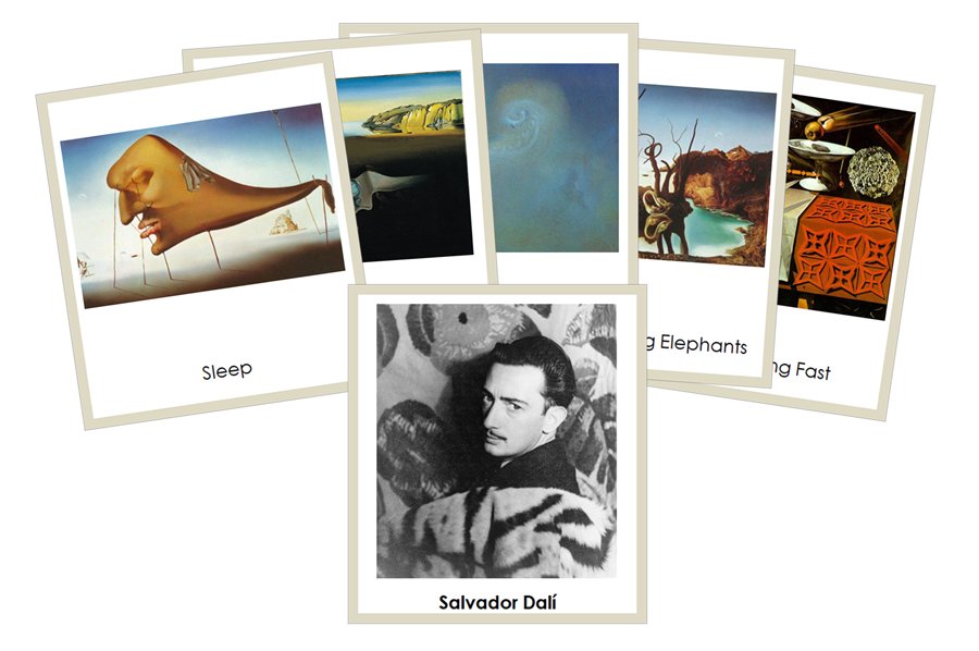 Salvador Dali 3-Part Art Cards (color-coded) - Montessori Print Shop Digital Download