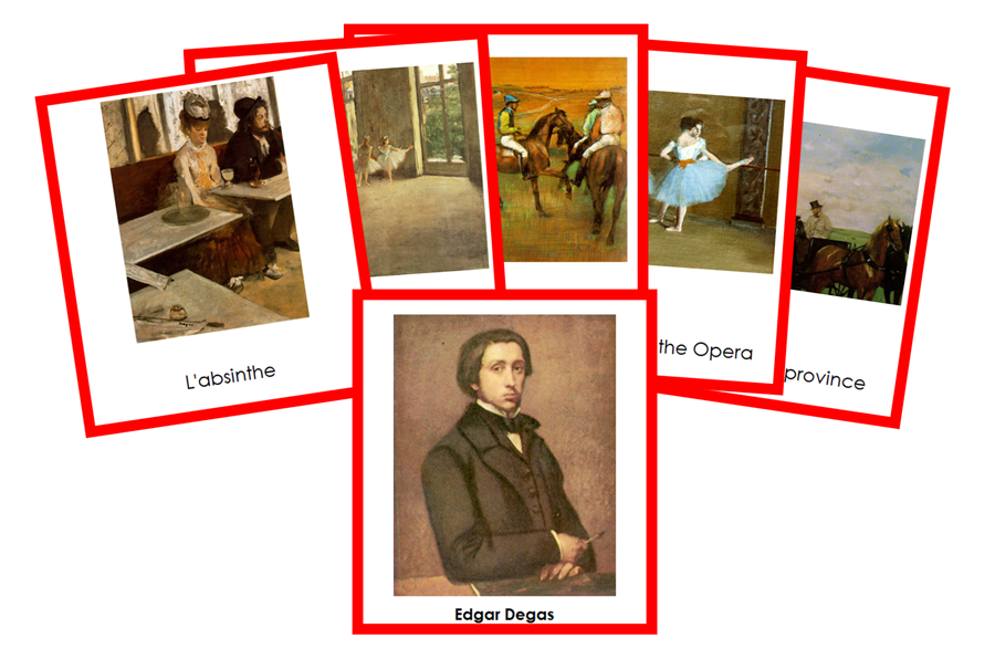 Edgar Degas 3-Part Art Cards (color-coded) - Montessori Print Shop Digital Download