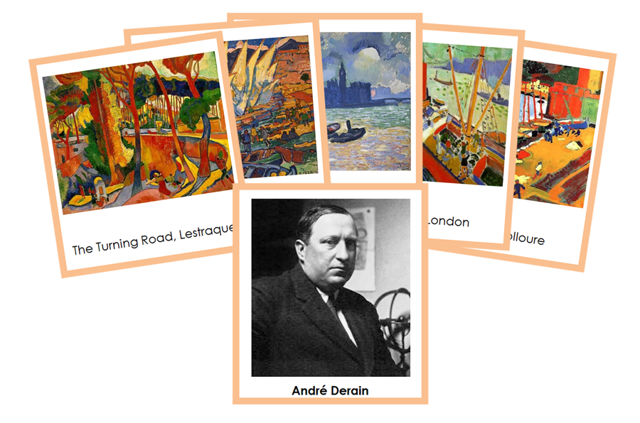 Andre Derain 3-Part Art Cards (color-coded) - Montessori Print Shop Digital Download