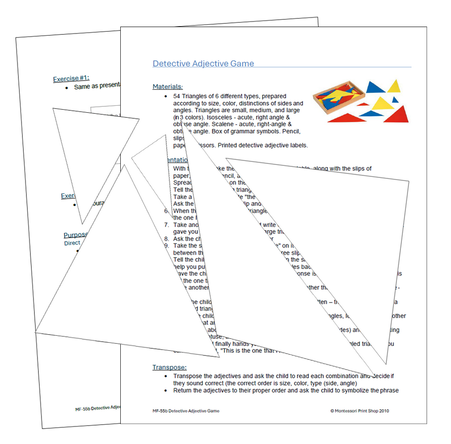 Detective Adjective Game & Instructions (Outlines) - Montessori Print Shop